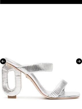 Metallic Silver Sculpted Heel Sandal - Women